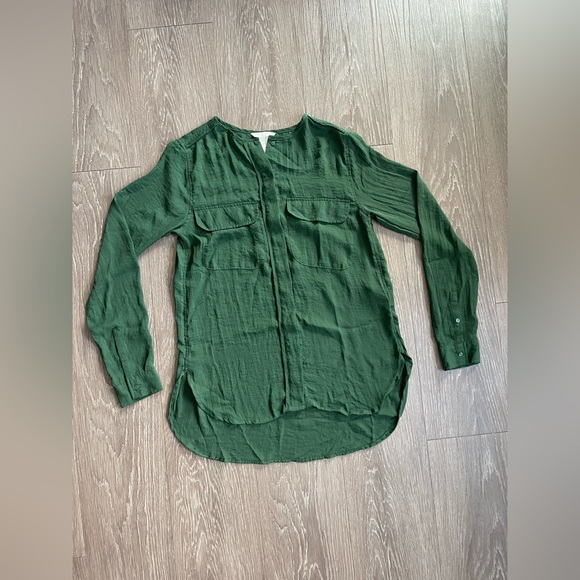 H&M Forest Green Button-Down Blouse - Picture 3 of 8